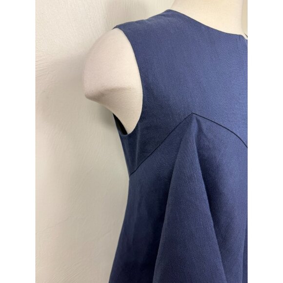 Diane Von Furstenberg Womens Navy Ruffle Sheath Sleeveless Dress Size 4 Cocktail - Picture 2 of 14